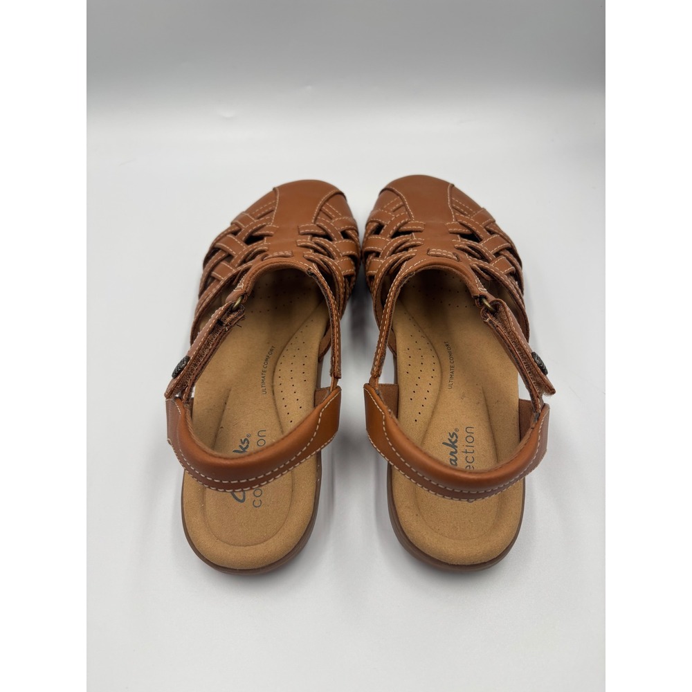 Clarks Collection Arla Glison Tan Leather Fisherman Sandals Womens 8 M Strappy - Picture 5 of 11